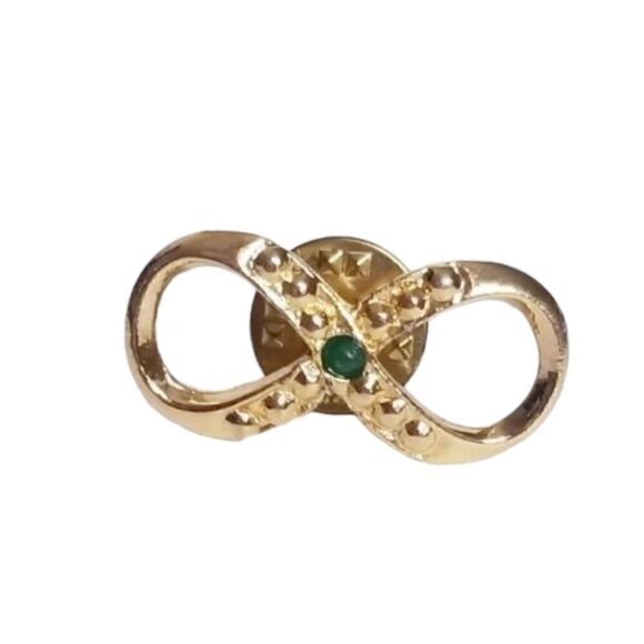 Vintage signed gold emerald infinty brooch - Picture 6 of 6